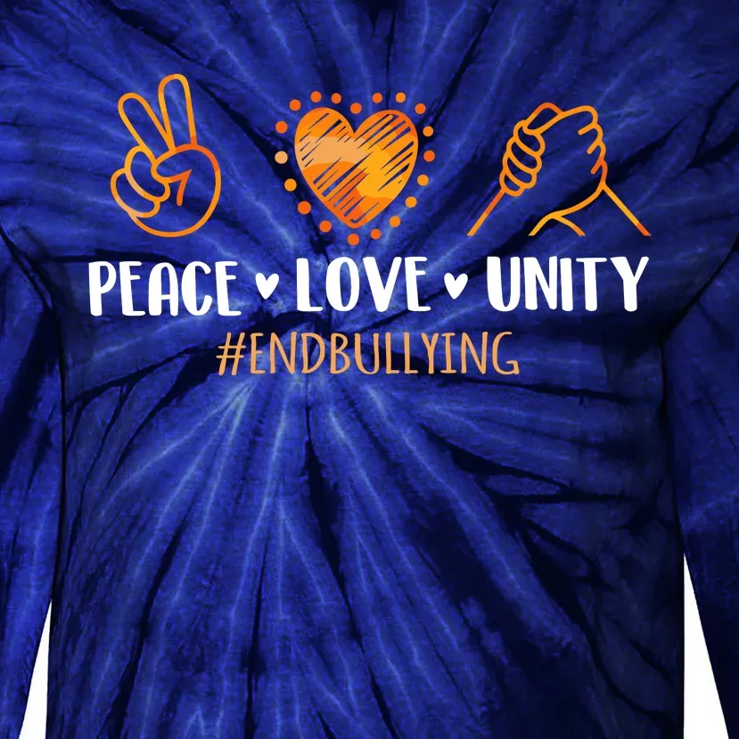 Unity Day Orange Peace Love Unity End Bullying Kindness Tie-Dye Long Sleeve Shirt