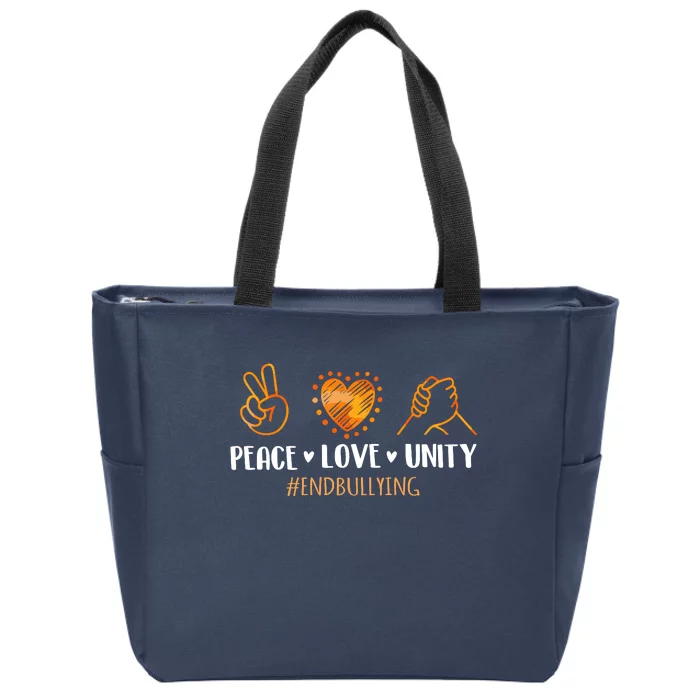 Unity Day Orange Peace Love Unity End Bullying Kindness Zip Tote Bag