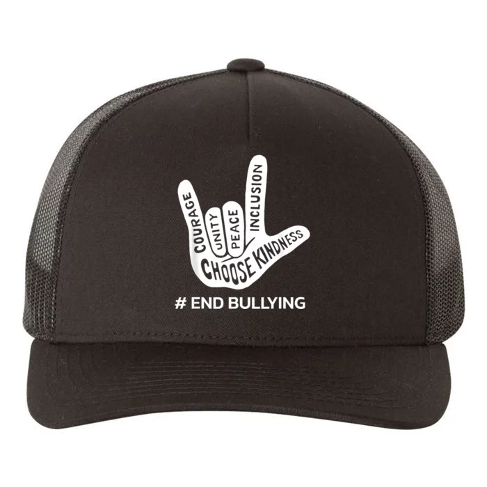 Unity Day Orange Anti Bullying Peace Love Sign Language Yupoong Adult 5-Panel Trucker Hat