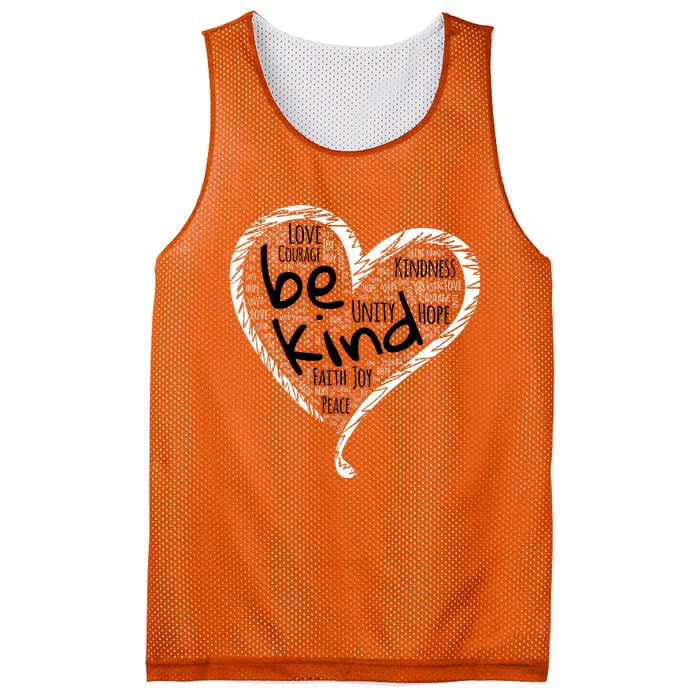 Unity Day Orange Heart Be Kind Anti Bullying Gift Mesh Reversible Basketball Jersey Tank