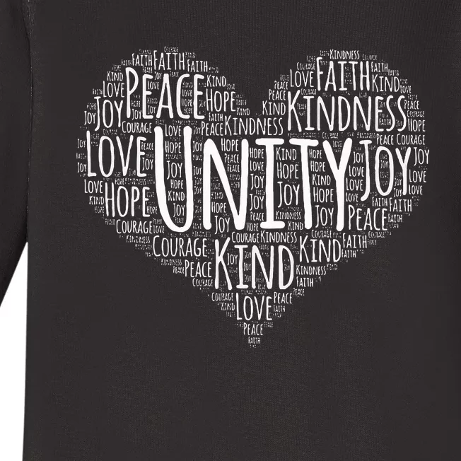 UNITY DAY Orange Heart Anti Bullying Kindness Teacher Baby Long Sleeve Bodysuit