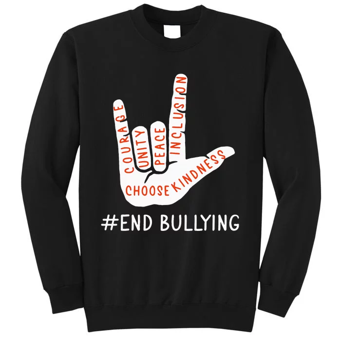 Unity Day Orange Anti Bullying Love Peace Inclusion Teachers Tall Sweatshirt