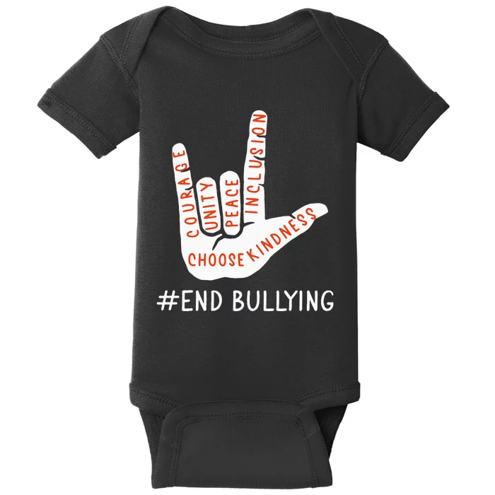 Unity Day Orange Anti Bullying Love Peace Inclusion Teachers Baby Bodysuit