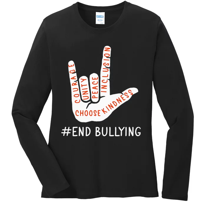 Unity Day Orange Anti Bullying Love Peace Inclusion Teachers Ladies Long Sleeve Shirt