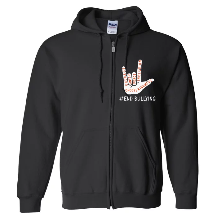 Unity Day Orange Anti Bullying Love Peace Inclusion Teachers Full Zip Hoodie