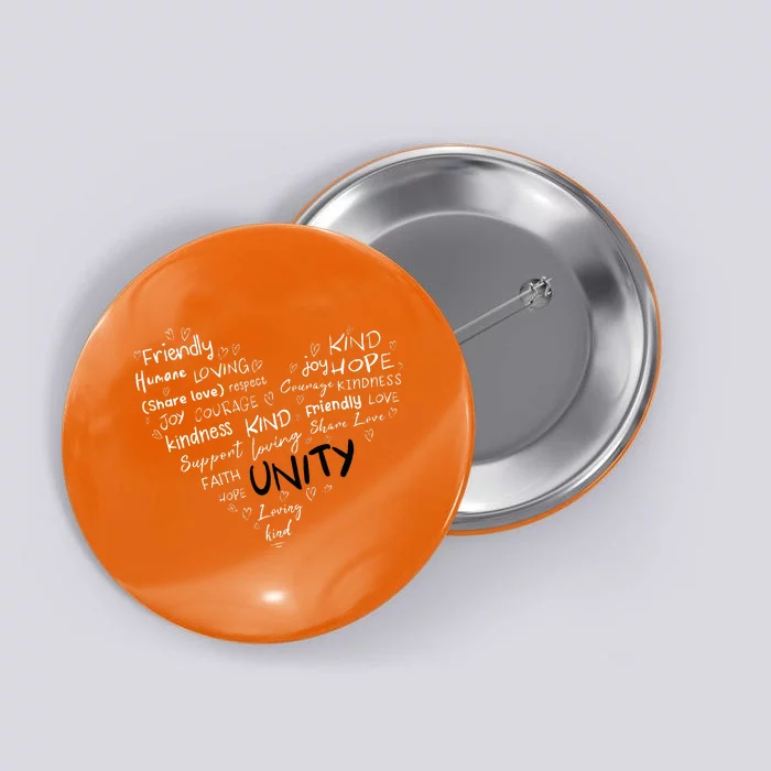 UNITY DAY Orange Heart Anti Bullying Kindness Teacher Button