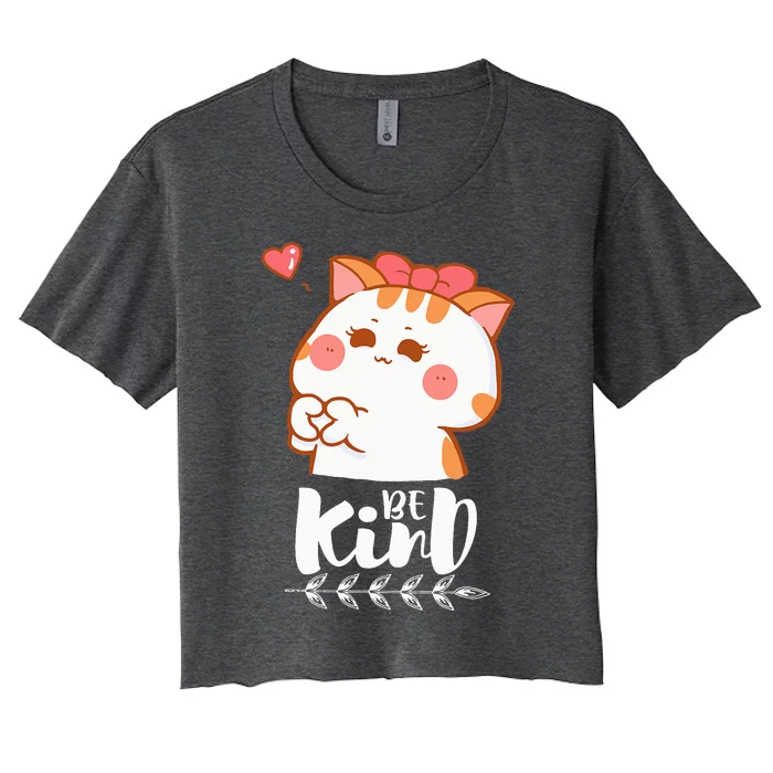 Unity Day Orange Cat Be Kind Anti Bullying Gift And Be kind Women's Crop Top Tee