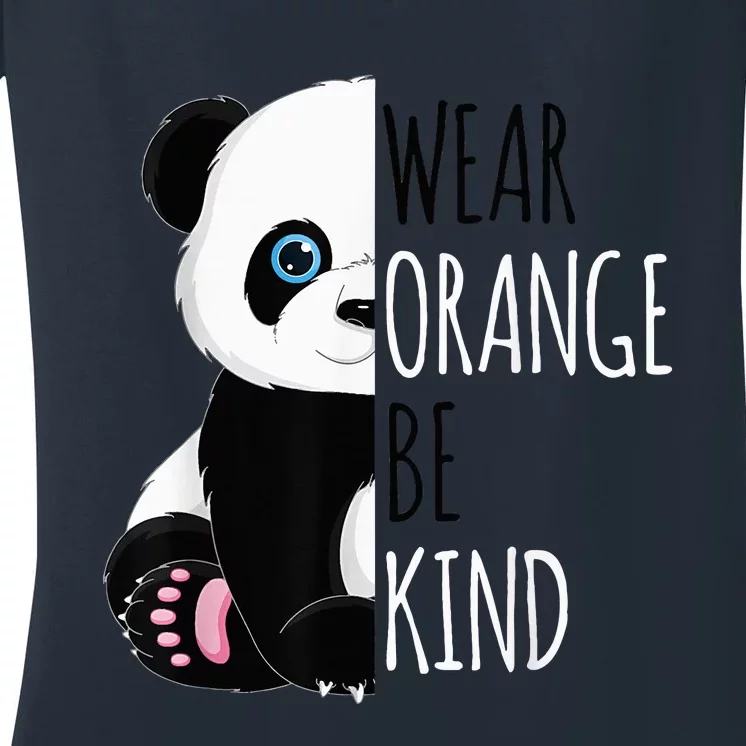 Unity Day Orange For With Cute Panda Be Kind Women's V-Neck T-Shirt