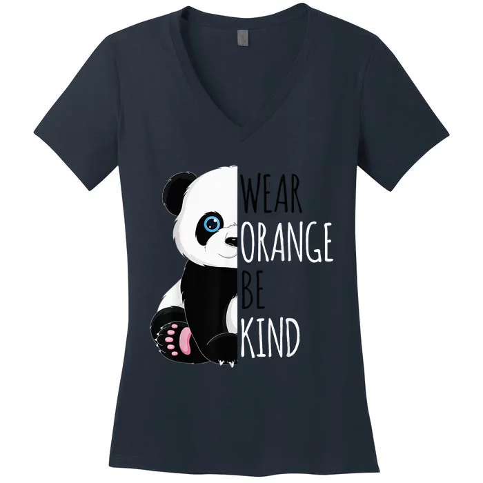 Unity Day Orange For With Cute Panda Be Kind Women's V-Neck T-Shirt