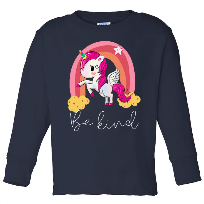 unity day orange for be kind unicorn rainbow Toddler Long Sleeve Shirt