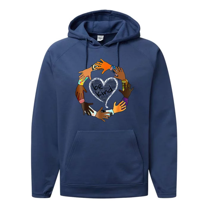 Unity Day Orange Heart Be Kind Anti Bullying Gift Performance Fleece Hoodie