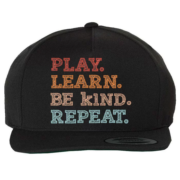 Unity Day Orange Play Learn Be Kind Repeat Wool Snapback Cap