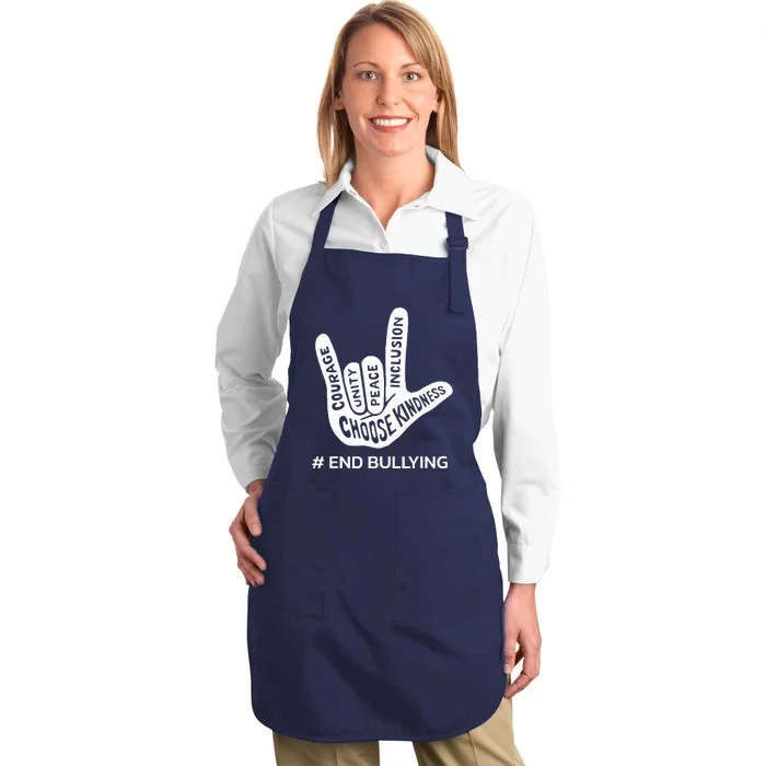 Unity Day Orange Anti Bullying Peace Love Sign Language Full-Length Apron With Pocket