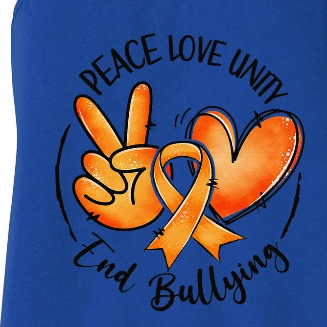 Unity Day Orange Peace Love Unity End Bullying Kindness Gift Women's Racerback Tank