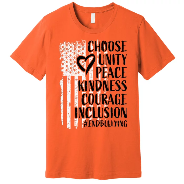 Unity Day Orange American Flag Anti Bullying Premium T-Shirt