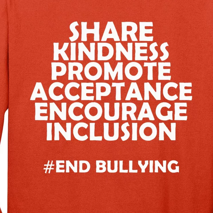 Unity Day Orange Share Kindness Anti Bullying Tall Long Sleeve T-Shirt