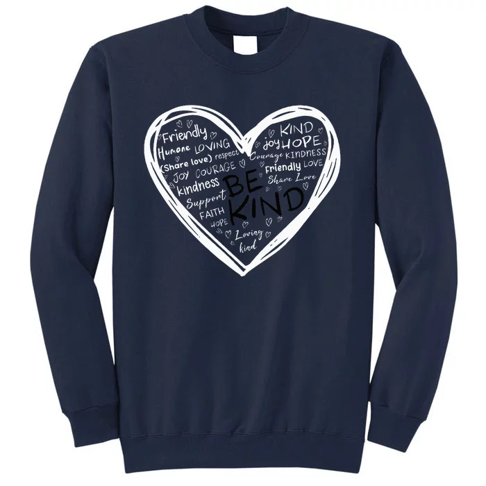 Unity Day Orange Heart Be Kind Anti Bullying Kindness Tall Sweatshirt