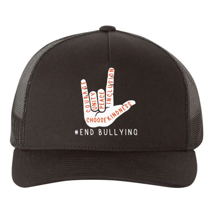 Unity Day Orange Anti Bullying Love Sign Language Yupoong Adult 5-Panel Trucker Hat