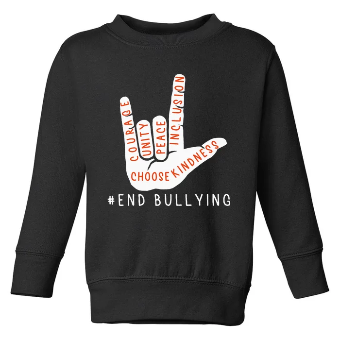 Unity Day Orange Anti Bullying Love Sign Language Toddler Sweatshirt