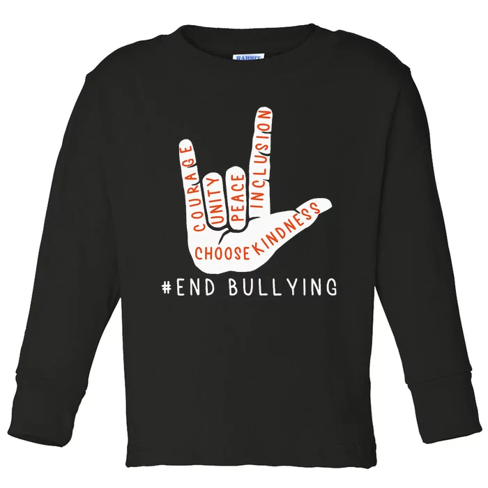 Unity Day Orange Anti Bullying Love Sign Language Toddler Long Sleeve Shirt