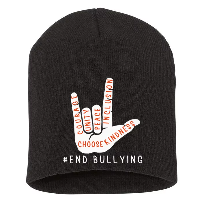 Unity Day Orange Anti Bullying Love Sign Language Short Acrylic Beanie