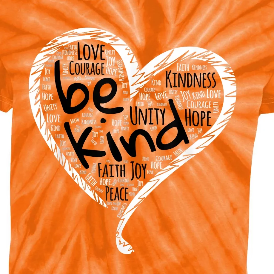 Unity Day Orange Shirt Heart Be Kind Anti Bullying Gift Kids Tie-Dye T-Shirt