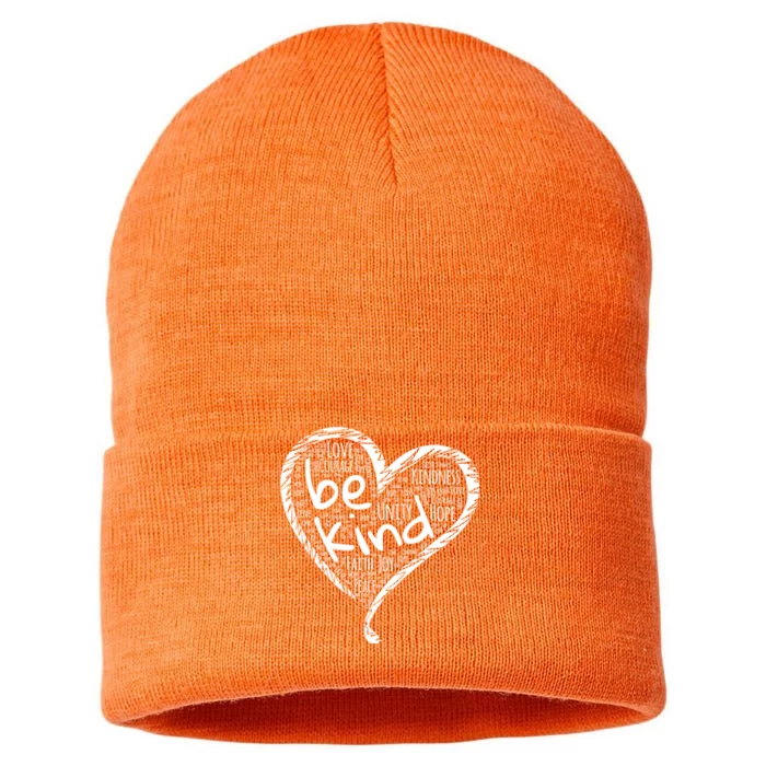 Unity Day Orange Heart Be Kind Anti Bullying Sustainable Knit Beanie