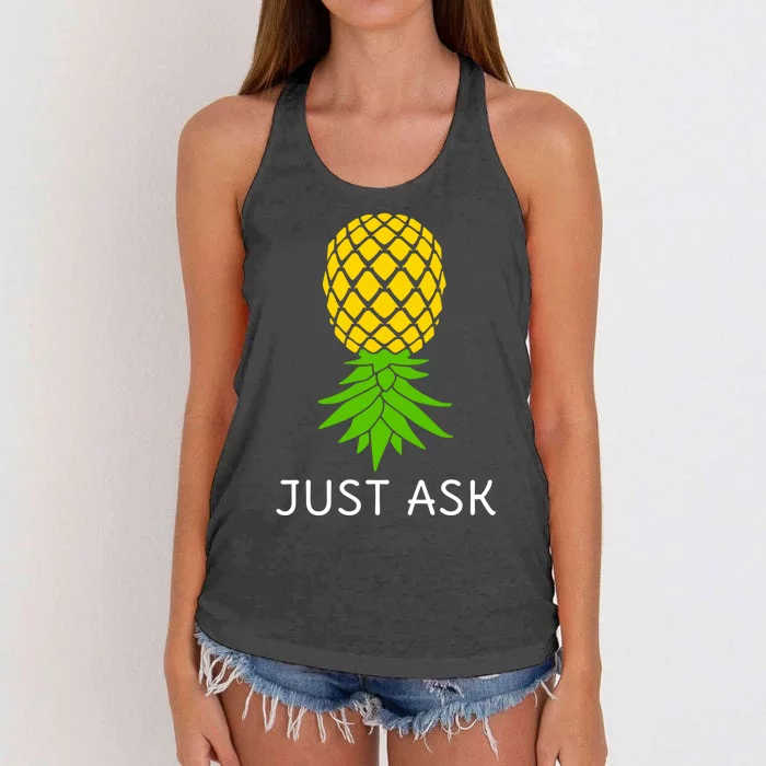 Upside Down Pineapple Great Gift Sharing Swinger Gift Women's Knotted Racerback Tank