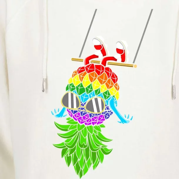 Upside Down Pineapple Swingers Swinging Lgbtq Adult Humor Gift Womens Funnel Neck Pullover Hood