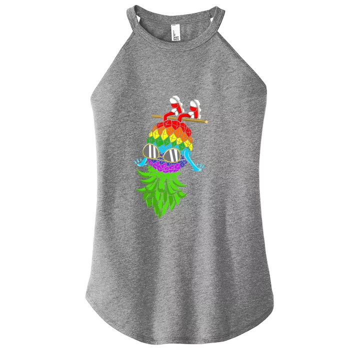 Upside Down Pineapple Swingers Swinging Lgbtq Adult Humor Gift Women’s Perfect Tri Rocker Tank