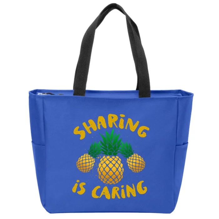 Upside Down Pineapple Cute Gift Sharing Swinger Gift Zip Tote Bag