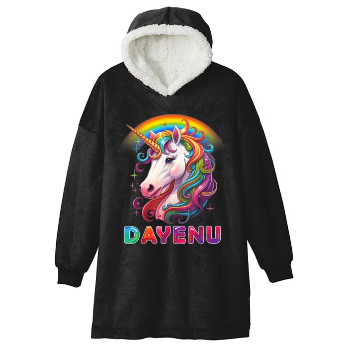 Unicorn Dayenu Passover Matzah Four Cups Hooded Wearable Blanket