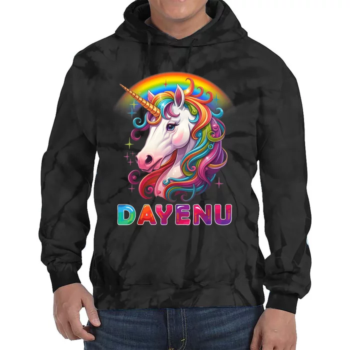 Unicorn Dayenu Passover Matzah Four Cups Tie Dye Hoodie