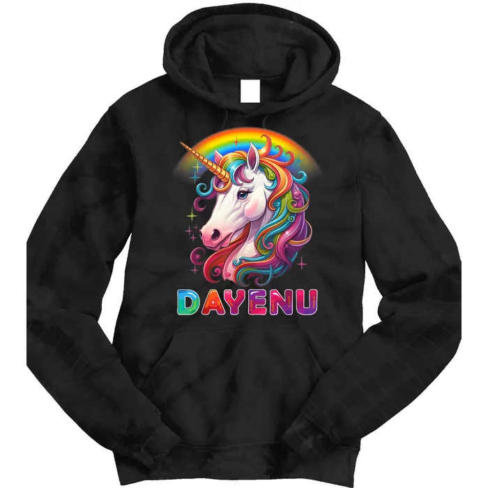 Unicorn Dayenu Passover Matzah Four Cups Tie Dye Hoodie