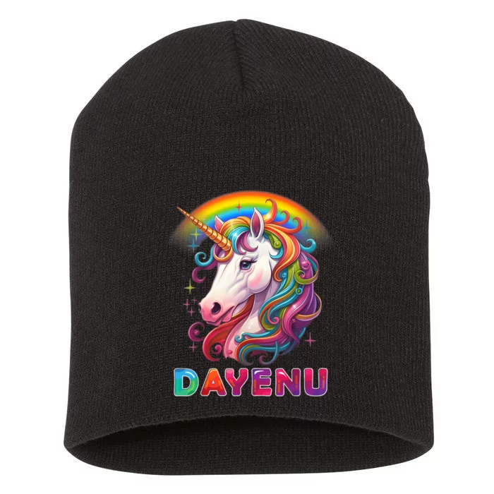 Unicorn Dayenu Passover Matzah Four Cups Short Acrylic Beanie