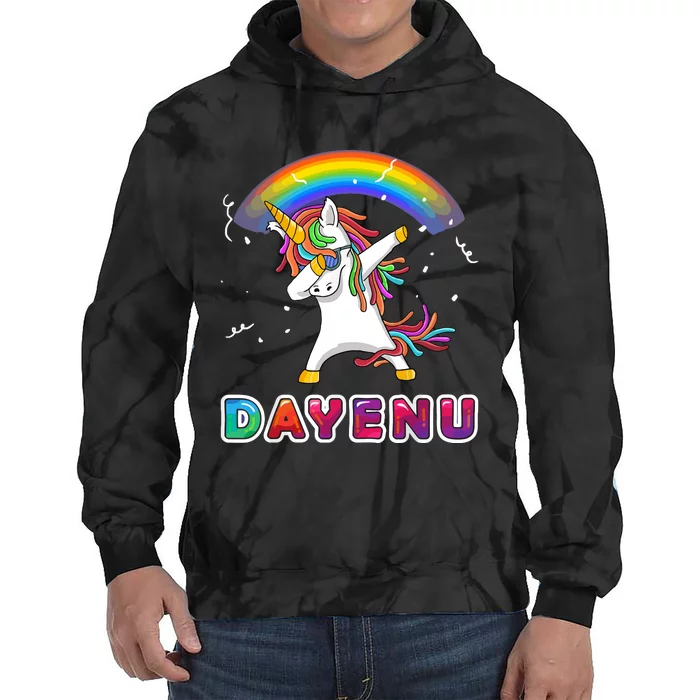 Unicorn Dayenu Passover For Boy Girl Tie Dye Hoodie