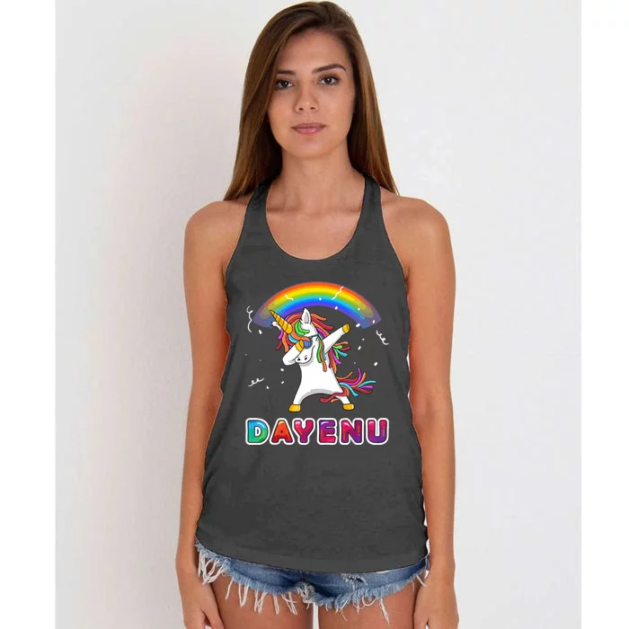 Unicorn Dayenu Passover For Boy Girl Women's Knotted Racerback Tank