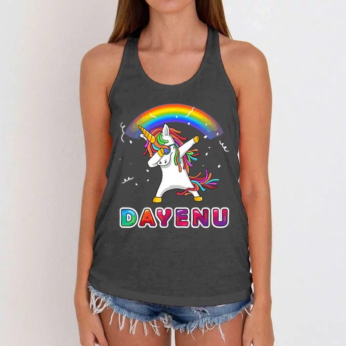 Unicorn Dayenu Passover For Boy Girl Women's Knotted Racerback Tank