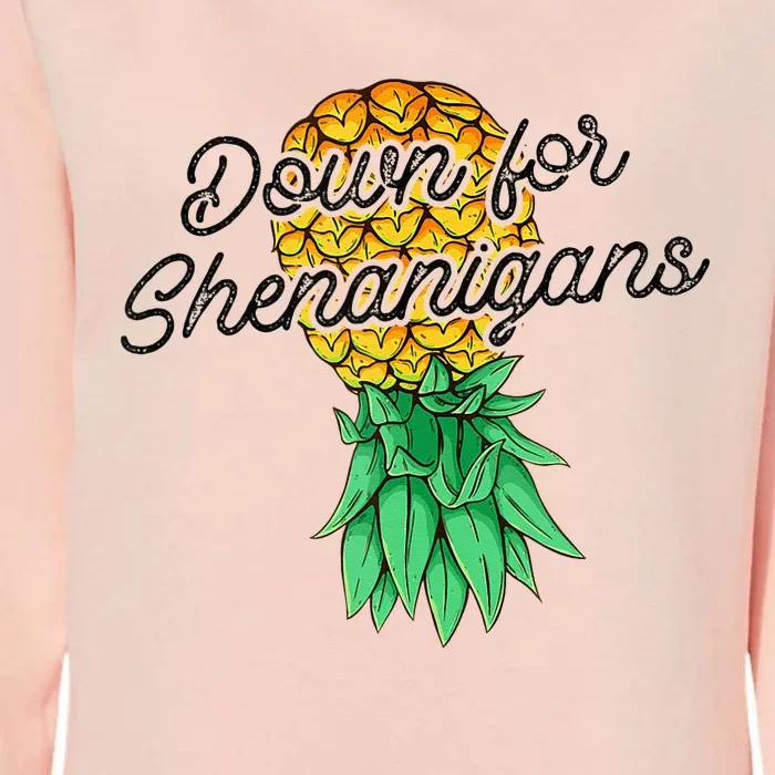 Upside Down Pineapple Down For Shenanigans Funny Swinger Womens California Wash Sweatshirt