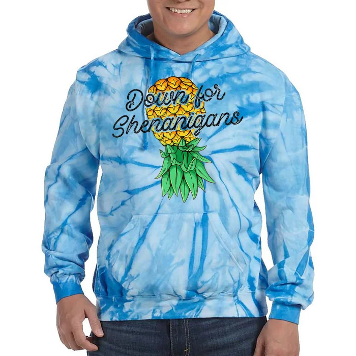 Upside Down Pineapple Down For Shenanigans Funny Swinger Tie Dye Hoodie