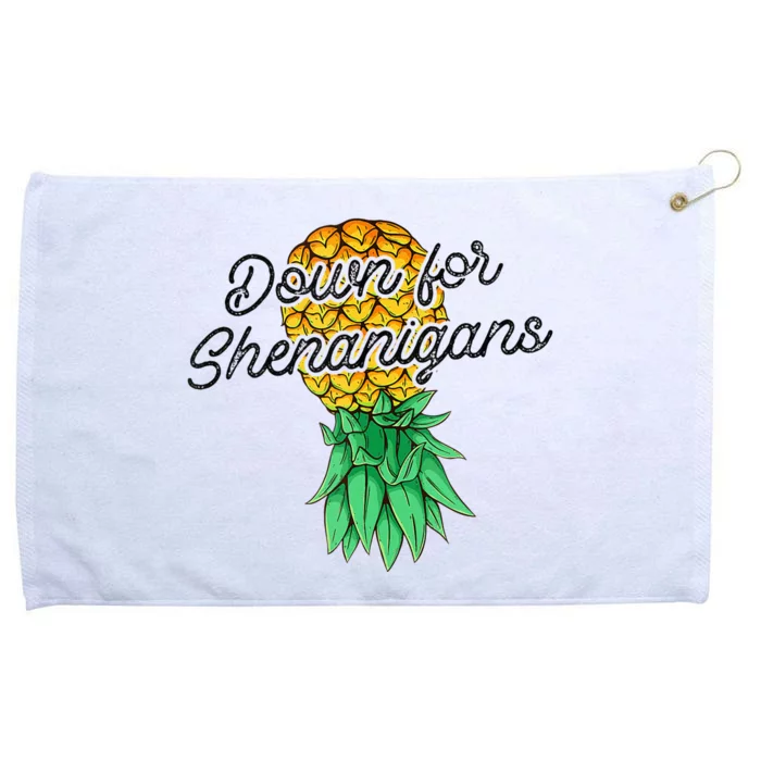 Upside Down Pineapple Down For Shenanigans Funny Swinger Grommeted Golf Towel