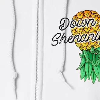 Upside Down Pineapple Down For Shenanigans Funny Swinger Full Zip Hoodie