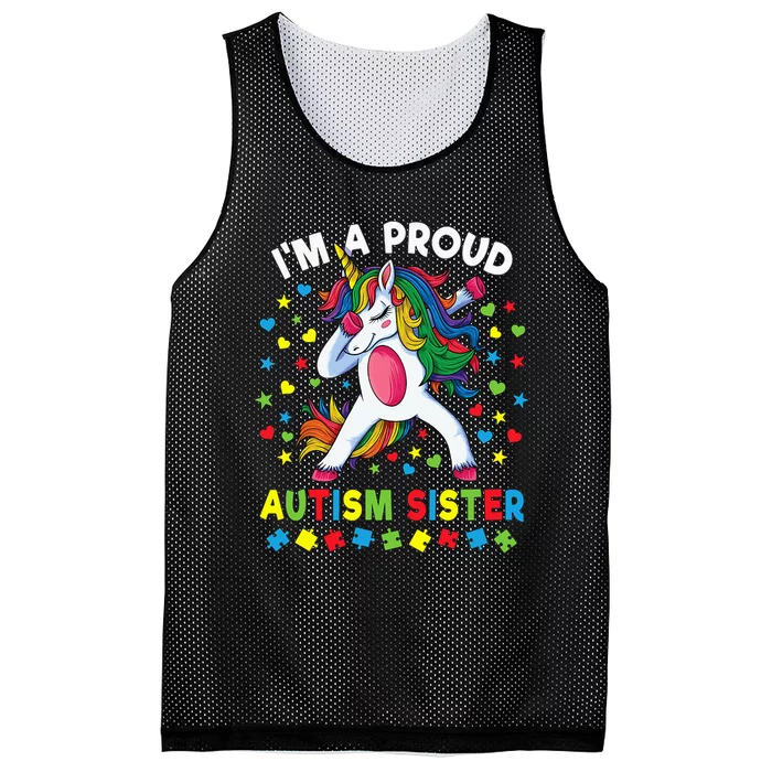 Unicorn Dabbing puzzle Proud Autism Sister Mesh Reversible Basketball Jersey Tank