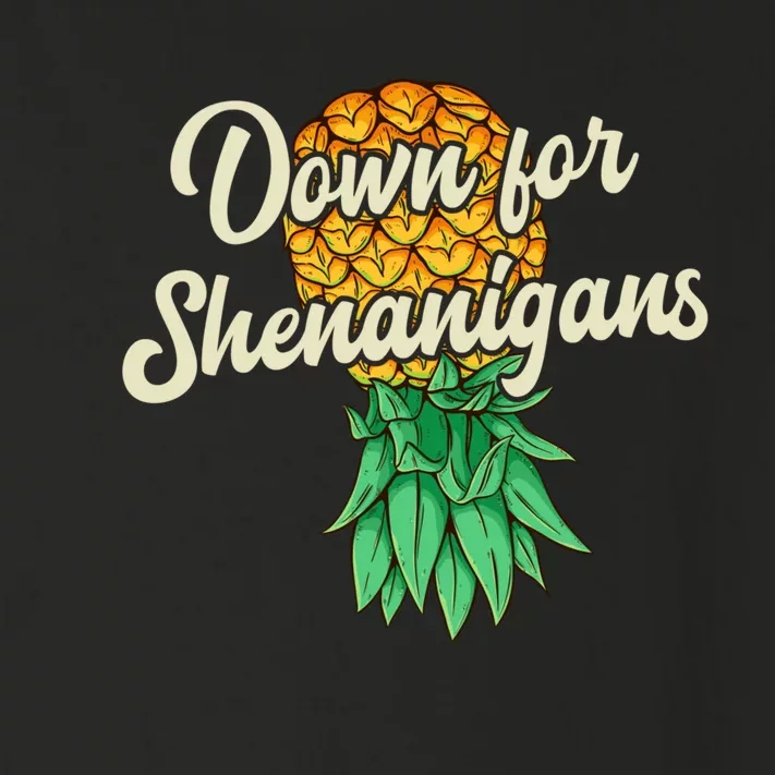 Upside Down Pineapple Down For Shenanigans Funny Swinger Toddler Long Sleeve Shirt