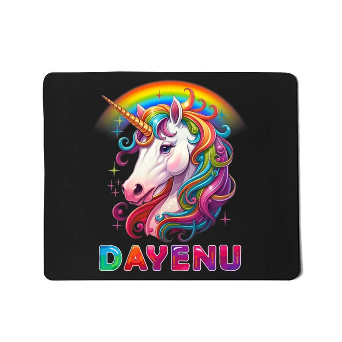 Unicorn Dayenu Passover Matzah Four Cups Mousepad