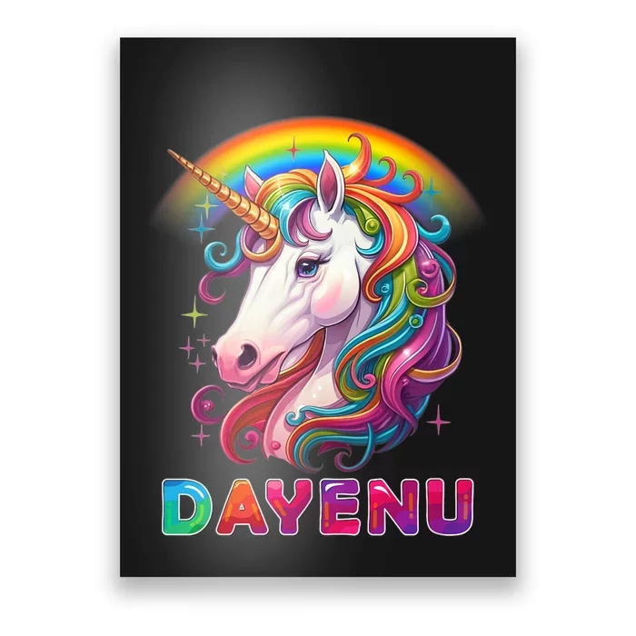 Unicorn Dayenu Passover Matzah Four Cups Poster