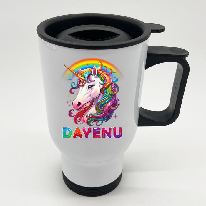 Unicorn Dayenu Passover Matzah Four Cups Front & Back Stainless Steel Travel Mug