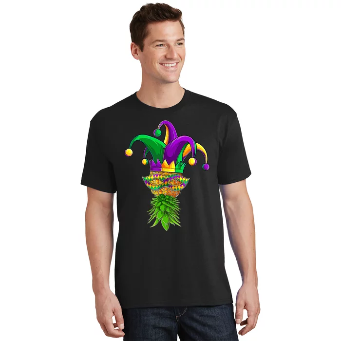 Upside Down Pineapple Mask Mardi Gras T-Shirt