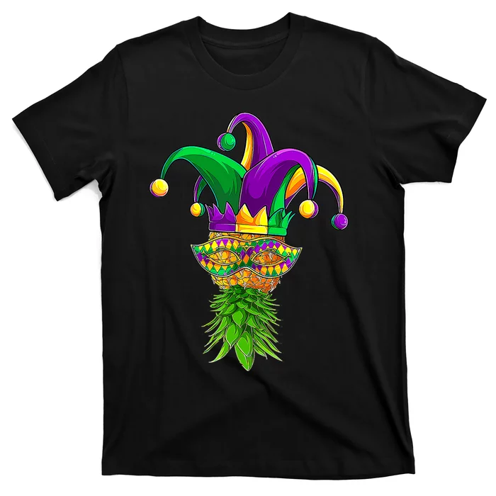 Upside Down Pineapple Mask Mardi Gras T-Shirt