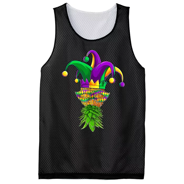 Upside Down Pineapple Mask Mardi Gras Mesh Reversible Basketball Jersey Tank